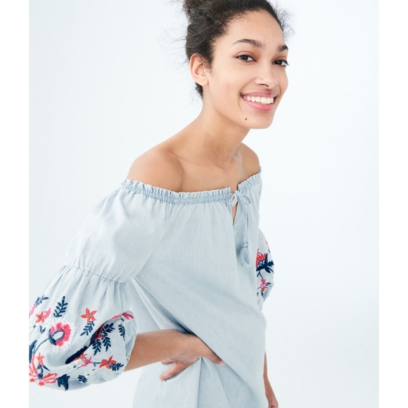 AEROPOSTALE | Balloon Sleeve Chambray Dress | XS - Picture 2 of 7